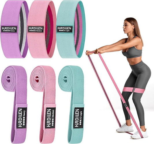 Resistance Bands for Working Out Set, 3 Pcs Pull Up Bands and 3 Pcs Assistance Bands with Door Anchor for Legs, Glutes, Hip, Fabric Loop Bands Workout Bands Resistance for Gym, Home, Office