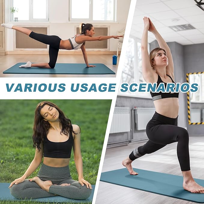 BalanceFrom 1-Inch Thick High-Density Exercise Yoga Mat, Non-Slip Workout Mat with Carry Strap for Men & Women, Ideal for Pilates, Stretching & Floor Exercises at Home or Gym, Multiple Color