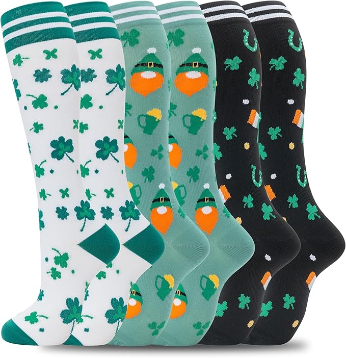 fenglaoda Compression Socks for Women Men Support Circulation 6 Pairs Socks For Nurse, Travel, Flight