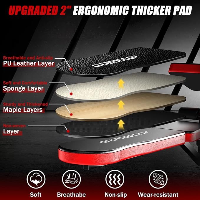 OPPSDECOR 6 in 1 660lbs Weight Bench with Leg Extension and Leg Curl, Foldable Bench Press Set and Squat Barbell Rack with Preacher Curl, Adjustable Workout Bench for Home Gym Strength Training PXZXYX1