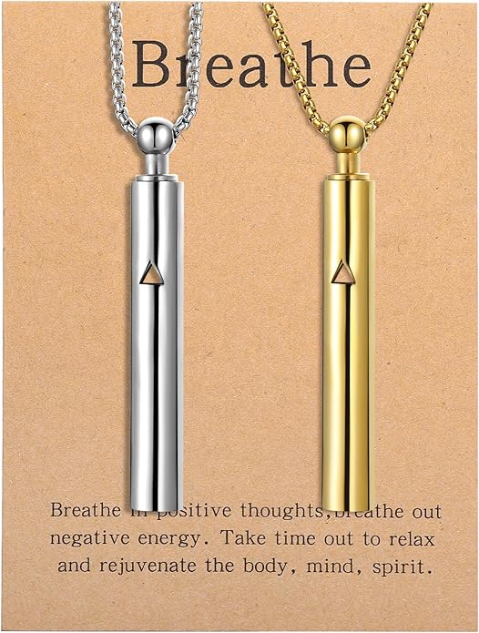 Anxiety Breathe Easy Necklace Mindfulness Breathing Necklace Breathlace Stainless Steel Pendant for Natural Calm & Stress Relief