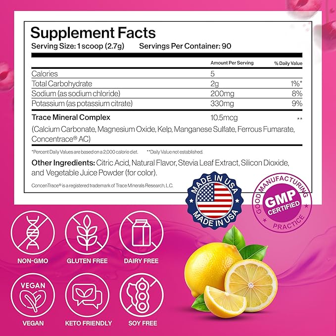 Dr. Price’s Electrolyte Mix | Sugar-Free Hydration Powder with 72+ Trace Minerals | No Sugar, Fast-Dissolving Electrolytes Powder Packets | Cherry Lemonade, 90 Servings