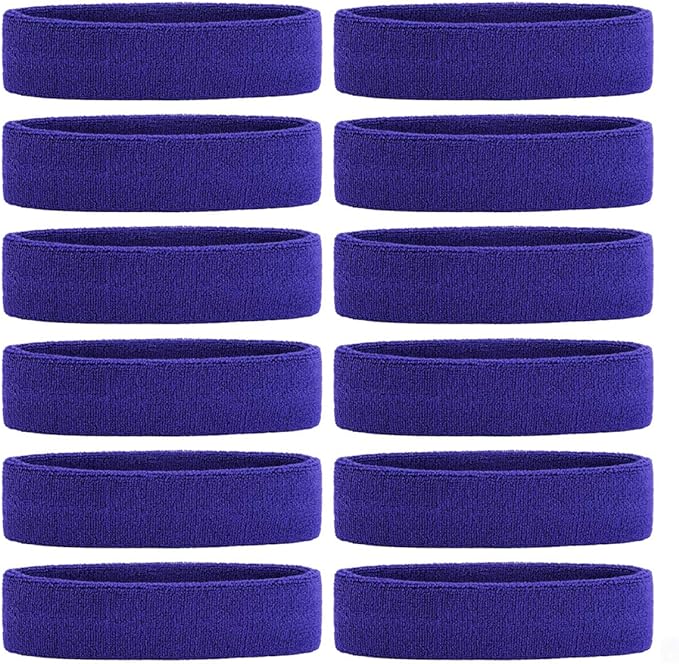 ONUPGO Sweatband Headbands for Men & Women -12PCS Sports Headbands Moisture Wicking Athletic Cotton Terry Cloth Headband for Tennis,Basketball,Football,Gym,Working Out