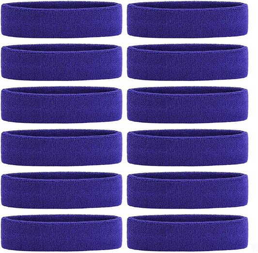 ONUPGO Sweatband Headbands for Men & Women -12PCS Sports Headbands Moisture Wicking Athletic Cotton Terry Cloth Headband for Tennis,Basketball,Football,Gym,Working Out