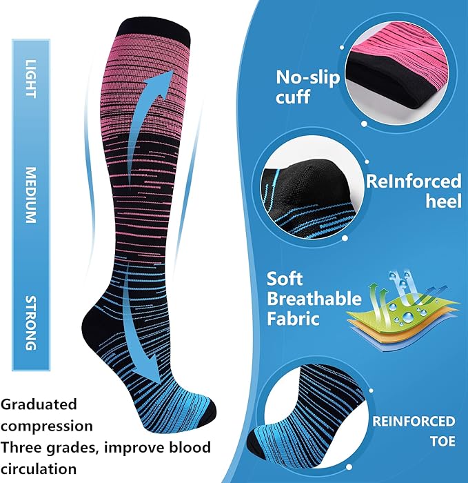 bropite Halloween Compression Socks for Women & Men-Pumpkin Ghost 6 Pairs 20-30mmhg Support Running Nurse Travel