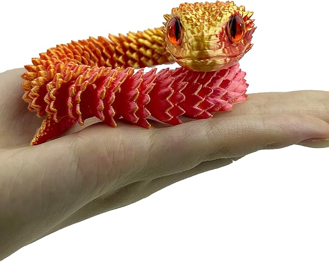 12in 3D Printed Snake Toys, Flexible 3D Printed Animal, Fidget ADHD Snake Toys, Perfect Desk Pet for Animal Collectors