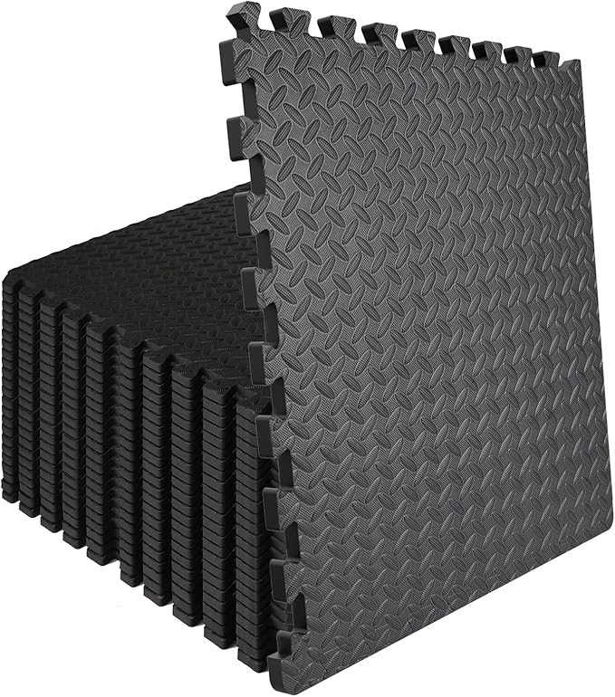 0.5in Thick Interlocking Exercise Mats,24 x 24in High-Density EVA Interlocking Foam Floor Tiles – Puzzle Gym Mat for Home Gym, Workout Equipment, Weightlifting, Kids Play Area