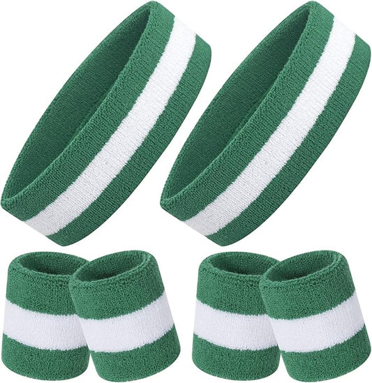 ONUPGO 6 Pieces Sweatbands Set - Sports Headbands Wristbands for Men & Women,Cotton Terry Cloth Sweatband for Tennis,Basketball,Gym,Working Out - Moisture Wicking Elasticity
