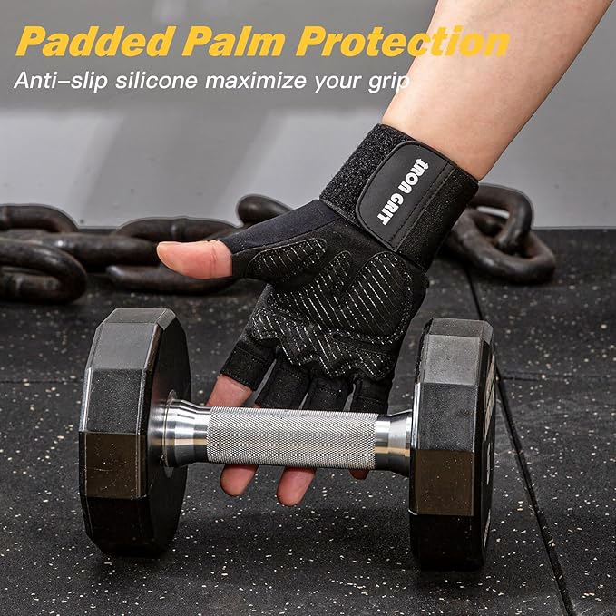 Iron Grit Weight Lifting Gloves,for Men and Women, Workout Gloves with Wrist Support for Exercise, Weightlifting, Training, Pull-ups Breathable and Snug fit