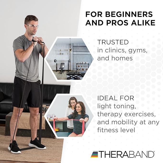 THERABAND Resistance Band, Black, Special Heavy, 50-Yard Roll, Latex Elastic Band for Exercise