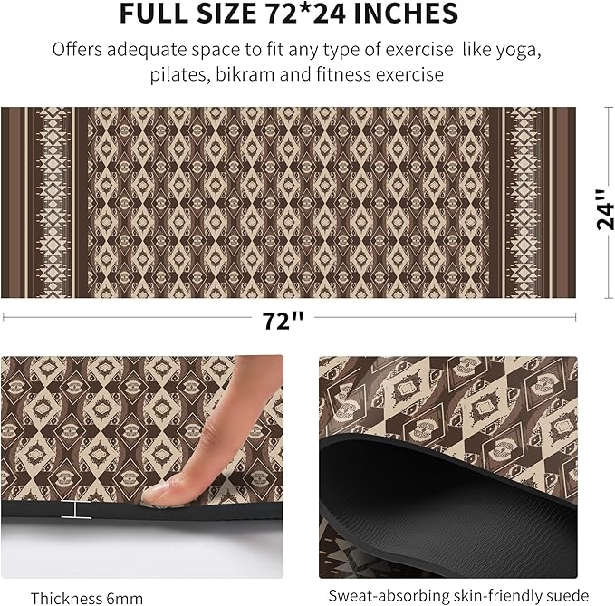 nuveti Yoga Mat Print Extra Thick TPE Non Slip Fitness Exercise Mat with Carrying Bag,72"x24" Extra Thick 6MM Exercise & Workout Mat for Yoga, Pilates Fitness and Floor Exercises