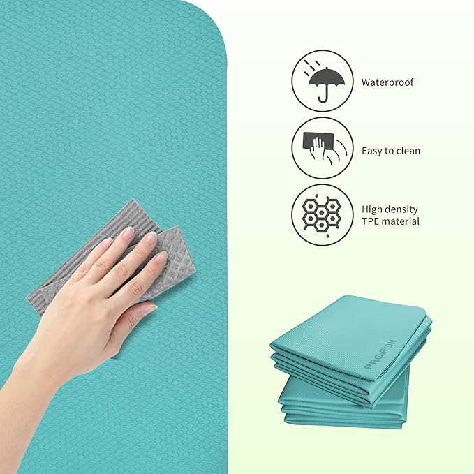 PROIRON Foldable Yoga Mat 0.24"/0.16" for Home Workout & Travel, Non Slip Travel Yoga Mats with Carry Bag, Packable Yoga Mat for Home Gym, Pilates, Fitness,Stretching