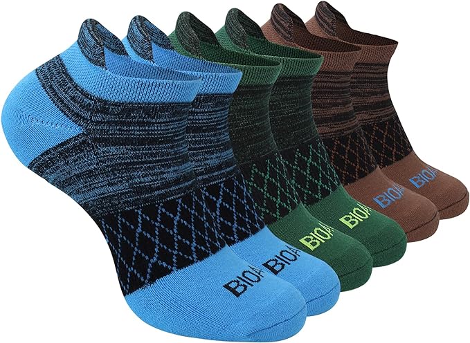 BIOAUM Cushioned Men's Ankle Socks, 6 Pairs Cotton Athletic Sport Breathable Low Cut Socks for Running Size 8-9.5/10-13/12-14
