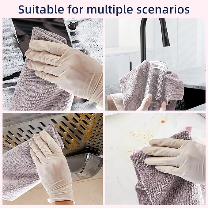 Microfiber Cleaning Cloth Roll - 70 Pack, Tear Away Microfiber Towels, 12" x 12", Reusable, Washable, Streak Free, Ultra Absorbent Dish Rags for Car, Home, Garage or Shop (Grey and Pink)