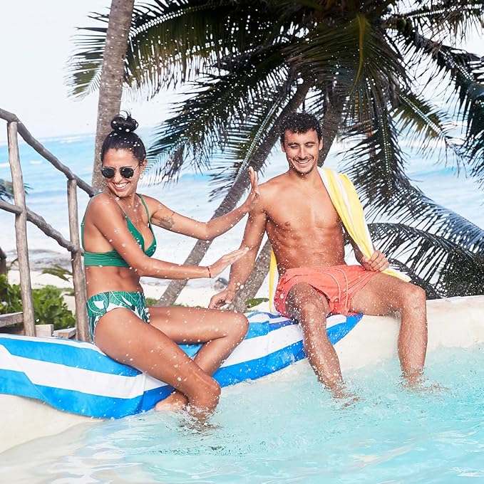 Dock & Bay Beach Towel - Quick Dry, Sand Free - Compact, Lightweight - 100% Recycled - Includes Bag - Cabana - Blue - Large (160x90cm, 63x35)