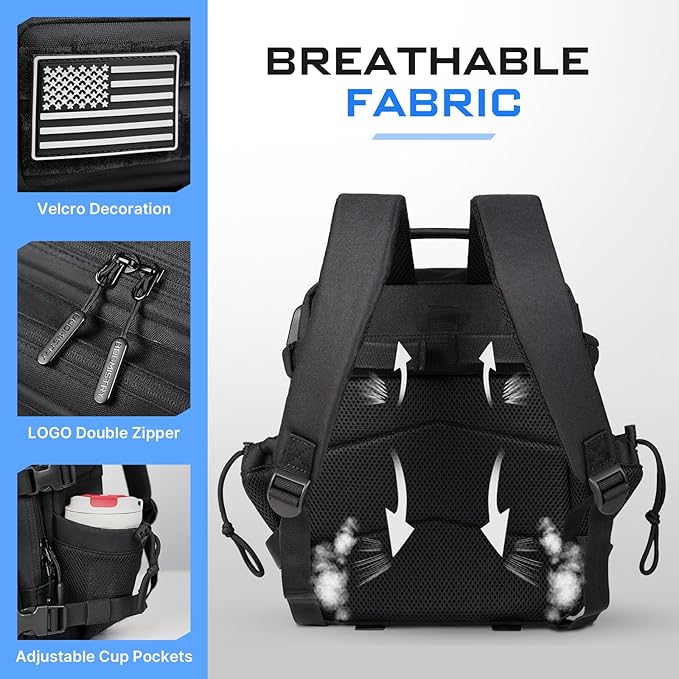 15L Mini Tactical Backpack Small Tactical Backpack for Men and Women, Military Backpack for Gym, Hiking, Daily (Black-15L)