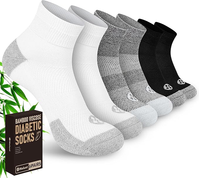 Diabetic Socks for Men,6 Pairs Ankle Mens Diabetic Socks,Diabetic Neuropathy Socks for Men 9-12