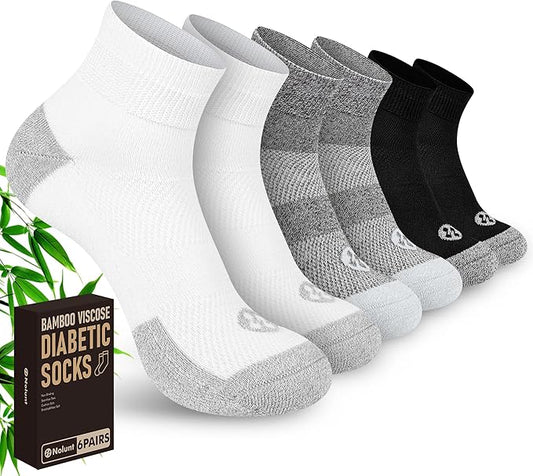 Diabetic Socks for Men,6 Pairs Ankle Mens Diabetic Socks,Diabetic Neuropathy Socks for Men 9-12