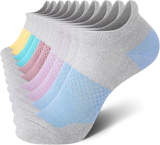 CS CELERSPORT 5 Pairs Women's Ankle Running Socks Cushioned Athletic Sport Socks with Tab