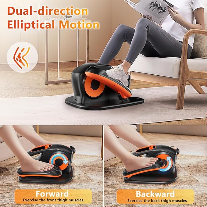 Under Desk Elliptical Exercise Machine, Ellipse Leg Exerciser as Seen on TV with Remote, 15 Adjustable Speed, Portable Leg Exerciser While Sitting for Seniors, Quiet Elliptical Machine for Home Office