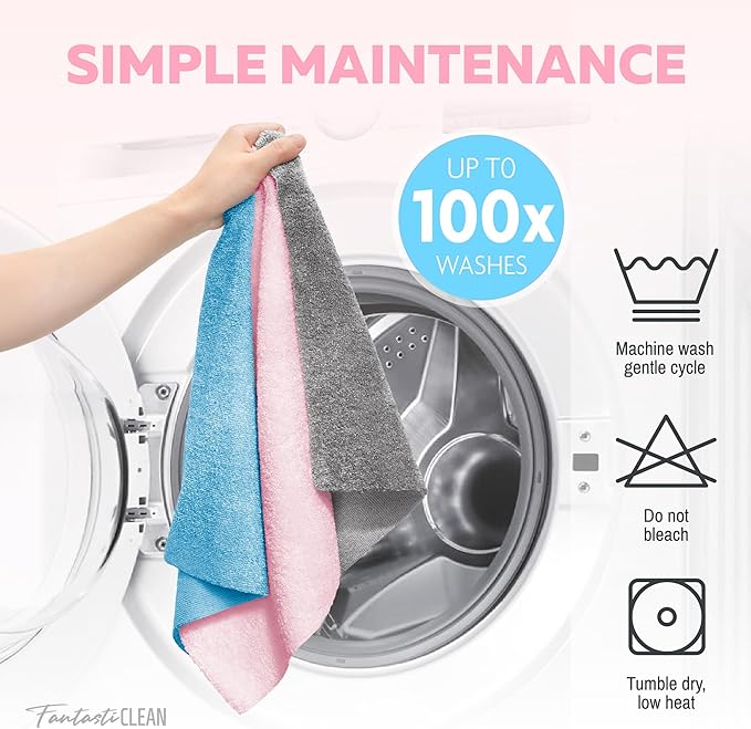 Fantasticlean XL Tear-Away Microfiber Cleaning Cloth Roll, 16'' by 16''- 36 Sheets, Thick & Large Detailing Towels, Ultra Absorbent, Lint-Free Reusable Wipes for Home, Car or Outdoor (Glossy Grey)