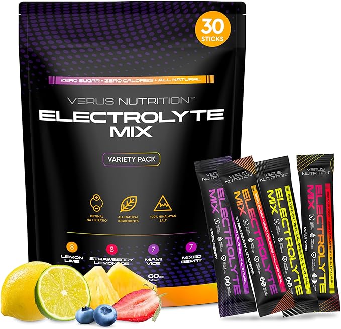 Electrolytes Hydration Sticks No Sugar - Zero Calorie Variety Pack | Sugar Free Electrolytes for Keto & Vegan | Natural Ingredients Electrolyte Mix for Energy Boost, 30 Servings