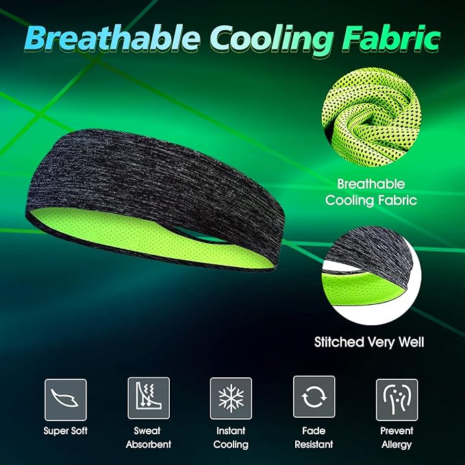 Sweatbands Sports Headband for Men & Women, Moisture Wicking Hairband Athletic Towel Headbands Cotton Head Sweat Bands for Running, Cycling, Yoga, Spa