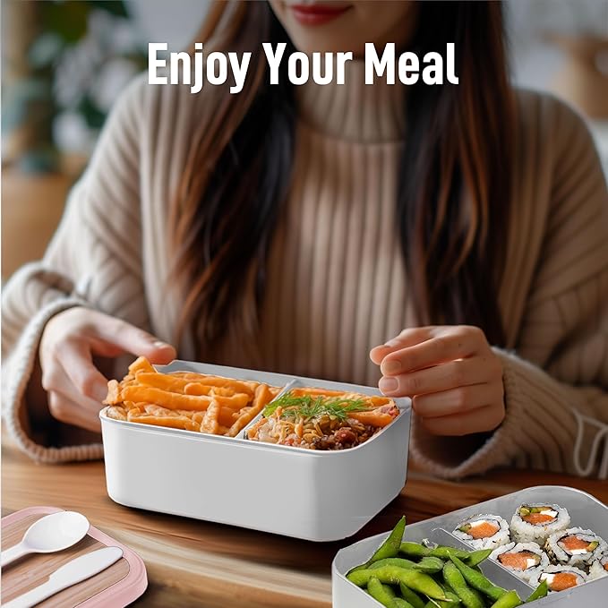 Double Premium Bento Box Adult, 67 fl oz BPA-Free - Dusty Pink Stackable Lunch Box with Leak-Proof Lids & Dividers, Perfect for Meal Prep, Lunches & Portion Control