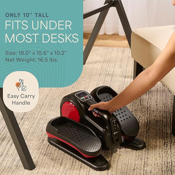 Lifepro Under Desk Elliptical Exercise Machine with or without Red Light, Seated Pedal Exerciser for Seniors & Adults, Quiet Elliptical Machine for Home or Office, Portable Leg Exerciser While Sitting