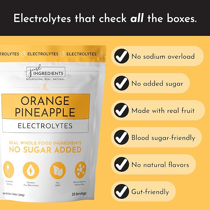 Orange Pineapple Electrolytes – 30‑Serving Hydration Drink Mix with Coconut Water, Sea Salt, and Trace Minerals – Supports Energy, Recovery, and Electrolyte Balance*