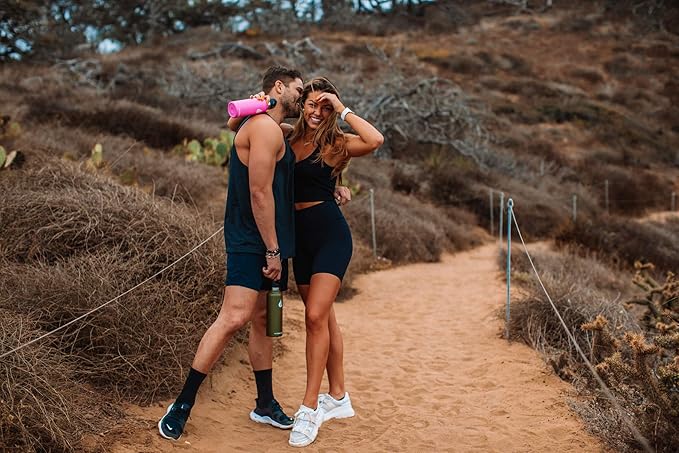 HYDRO CELL Stainless Steel Water Bottle with Straw & 2 Standard Mouth Lids (32oz 24oz 20oz 16oz) Keeps Liquids Hot or Cold w/Double Wall Vacuum Insulated Leak Proof Sport Design (Fuchsia 24oz)