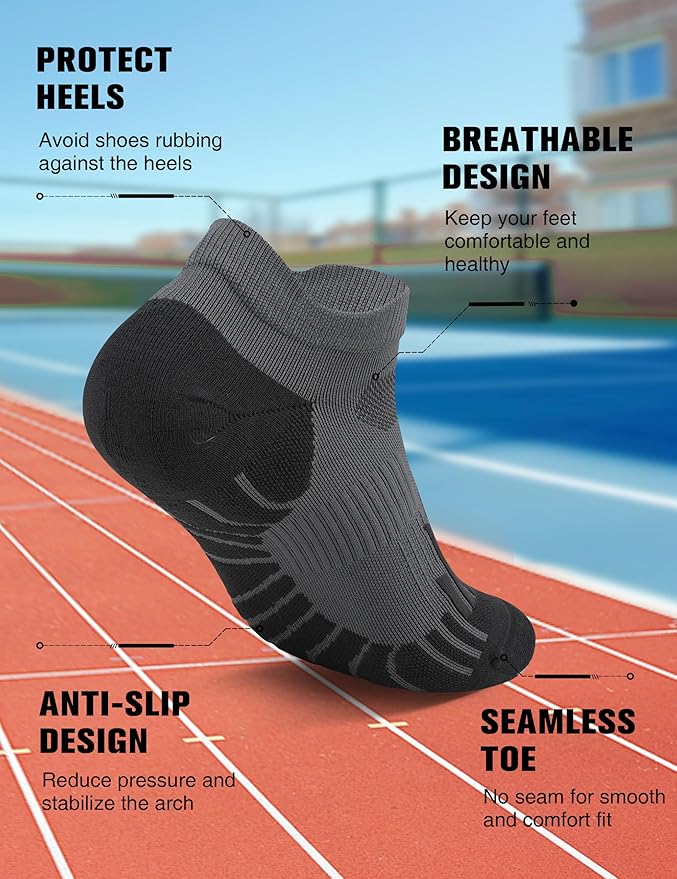 Compression Athletic Running Socks: Men Women's Low Cut Ankle Socks for Sport Enthusiasts Hiking Cycling Basketball