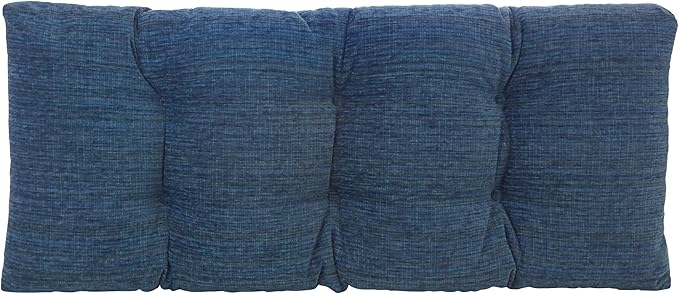 Klear Vu Corner Nook or Piano Seat Omega Non-Slip Tufted Bench Cushion for Indoor Furniture, Entryway Storage, Bay Window, 33 Inches, 10 Blue