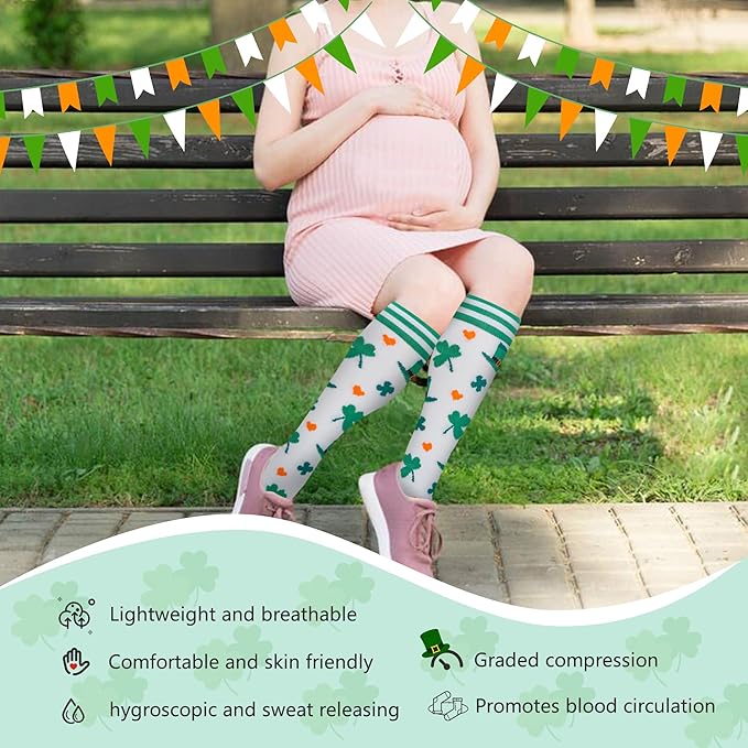 fenglaoda Compression Socks for Women Men Support Circulation 6 Pairs Socks For Nurse, Travel, Flight