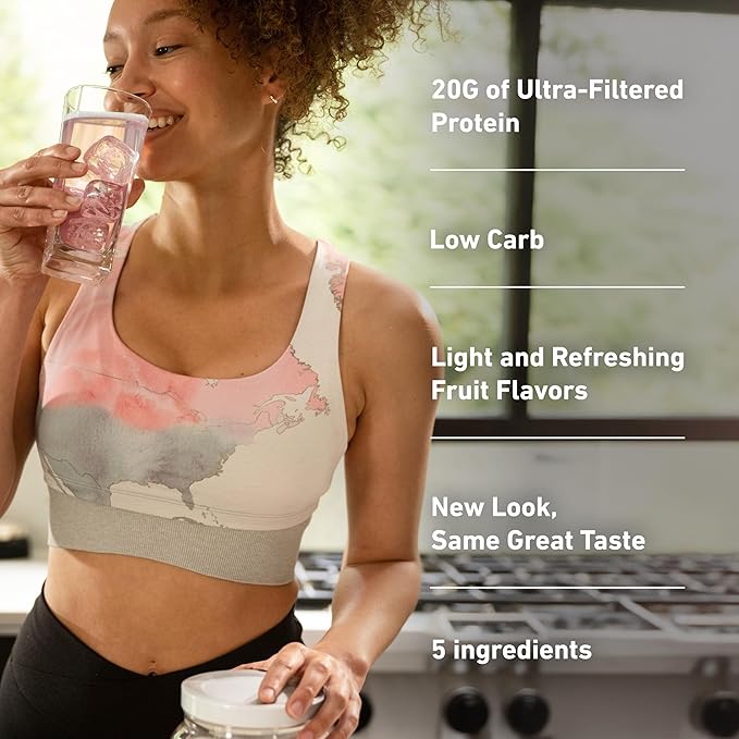 Isopure Clear Whey Isolate Protein Powder, Lactose Free, Gluten Free, Naturally Flavored, Tropical Punch, 20g Protein Per Serving, 14.1 Oz, 16 Servings (Packaging May Vary)