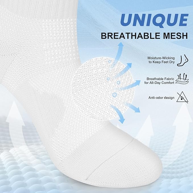 DHSO 7 Pairs Cushioned Ankle Compression Socks for Women Plantar Fasciitis Running Wicking Socks with Arch Support