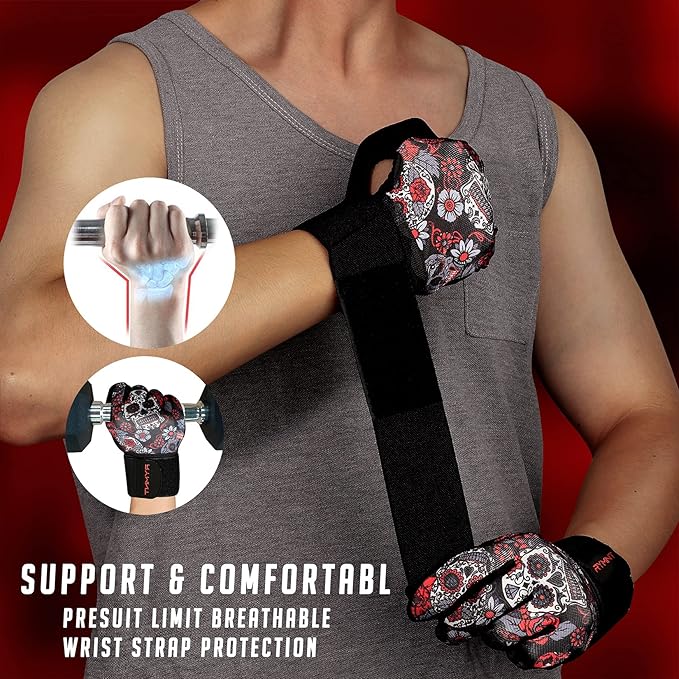 Full Fingers Workout Gloves for Women & Men - Gym Gloves with Extra Grip Foam Padding & Anti-Slip for Fitness, Training & Cycling