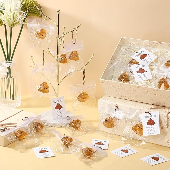 Wettarn 24 Sets Poop Gifts Inspirational Stress Ball with Support Card Positive Stress Relief Prank Poop Ball Thank You Appreciation Gift for Boss Coworker Employee Pharmacy Vet Tech Medical Assistant