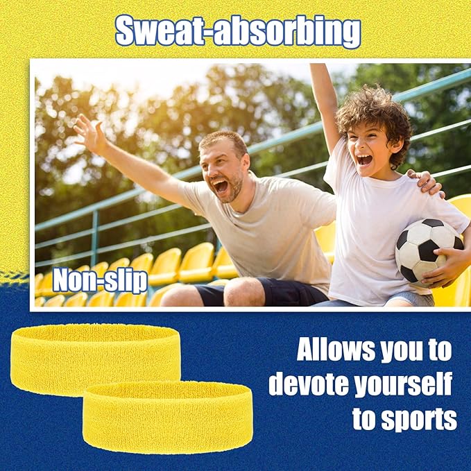 Libima 24 Pcs Kids Sports Headbands - Elastic Cotton Terry Sweatbands for Boys' Sports & Team Activities