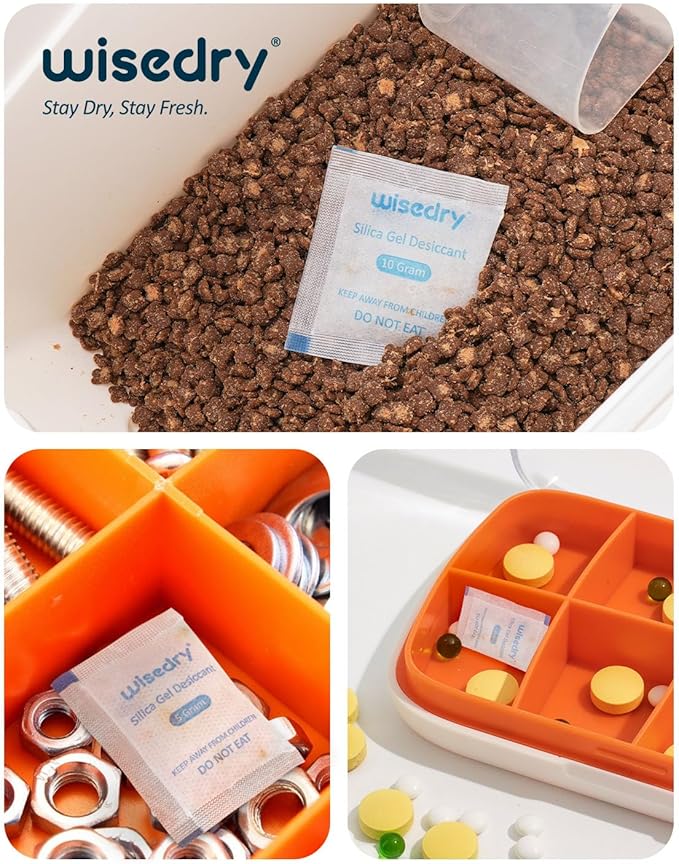 5 Gram [60 Packs] Food Grade Silica Gel Packs Rechargeable Desiccant Dehumidifiers Pouches with Color Indicating Beads Reusable Moisture Absorbers for Food Storage