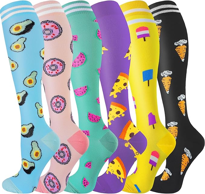 bropite Halloween Compression Socks for Women & Men-Pumpkin Ghost 6 Pairs 20-30mmhg Support Running Nurse Travel
