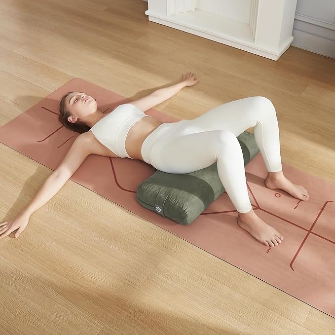 Meditation Cushion Bolster Pillow for Restorative Yoga – Supportive Cushion for Meditation, Pilates, and Relaxation – Filled with Buckwheat Hulls - Removable Cover