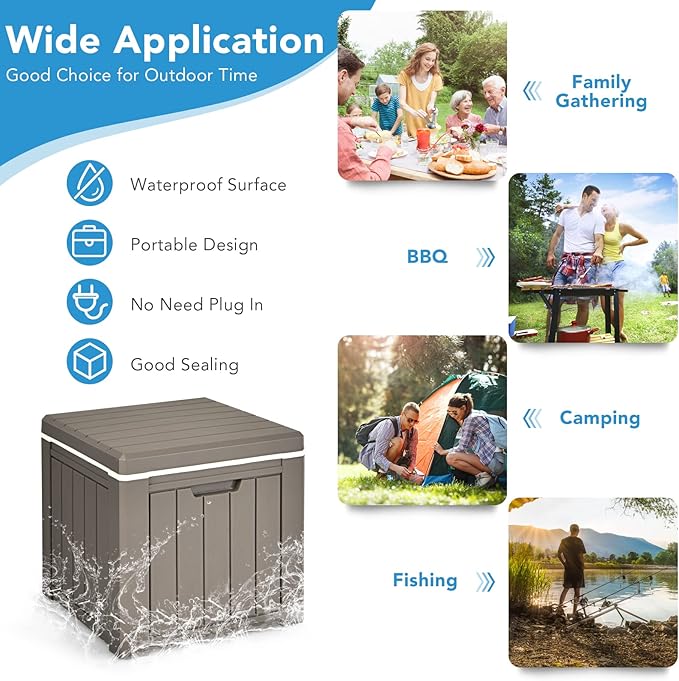 GYMAX Camping Cooler, Insulated 40 Qt Heavy Duty Ice Chest with Built-in Handles and Detachable Lid, Keeps Ice for 24H, Multifunctional for Beach, Picnic, Camping Outdoors