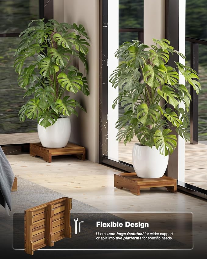 Wooden Platform Step Stool, 24.7" Step Platform for Adults & Elderly - Durable Mobility Stepping and Stair Assist Indoor & Outdoor, Heavy Duty/Non-Slip Step Stool for Handicap, Bedroom, Kitchen