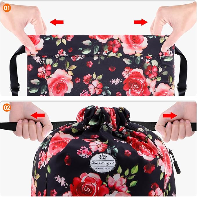 HUA ANGEL Drawstring Backpack Bag, Sport Gym Sackpack Lightweight Small Gym Bag for Men Women Pull String Sport Beach Bag