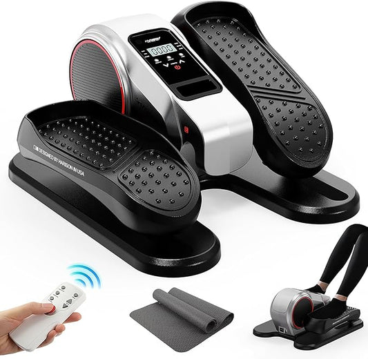 HARISON Under Desk Elliptical Machine for Seniors, Mini Elliptical with 12-Level Magnetic Resistance Adjustable, Bidirectional Motion, Pre-Assembled Low-Impact Leg Exerciser with Floor Mat