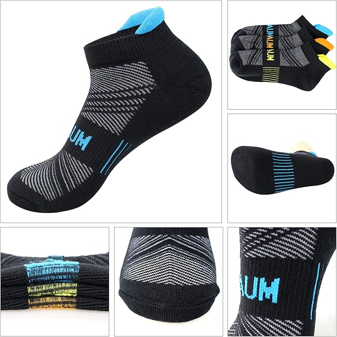 BIOAUM Cushioned Men's Ankle Socks, 6 Pairs Cotton Athletic Sport Breathable Low Cut Socks for Running Size 8-9.5/10-13/12-14