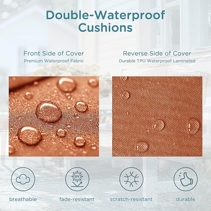 Codi Outdoor Bench Cushion 42 inch, Double Waterproof Patio Furniture Cushions Replacement for Swing, Porch, Couch, 42x18x3'', Spice