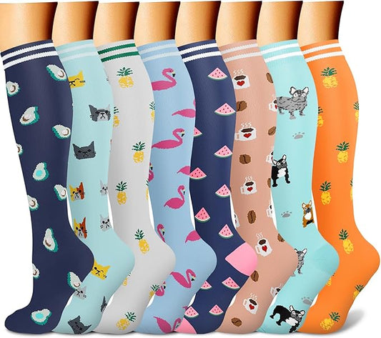 CHARMKING Compression Socks for Women & Men Circulation (8 Pairs) 15-20 mmHg is Best Support for Athletic Running,Hiking