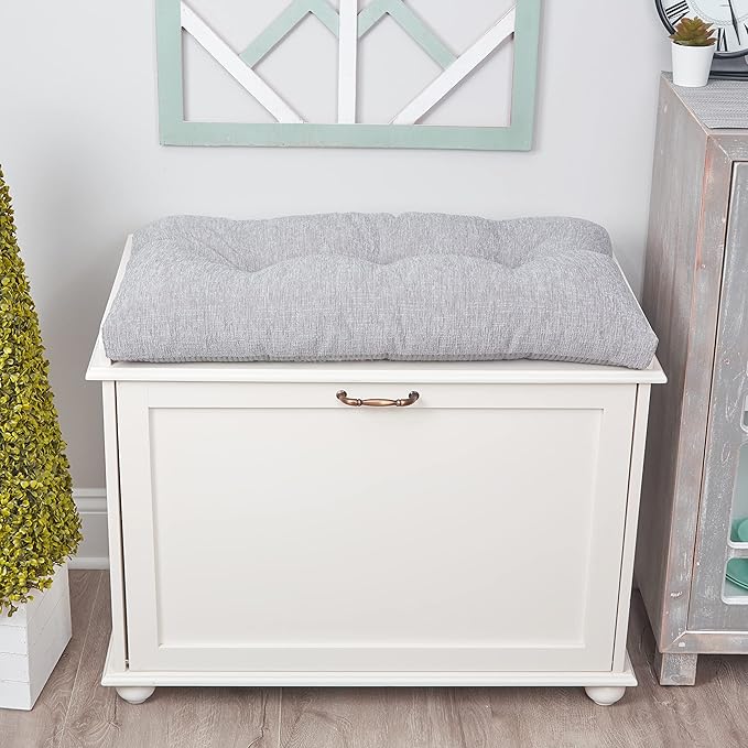 Klear Vu The Gripper Omega Non-Slip Tufted Bench Cushion for Indoor Furniture, Entryway Storage, Bay Window, 27 Inches, Chenille Gray